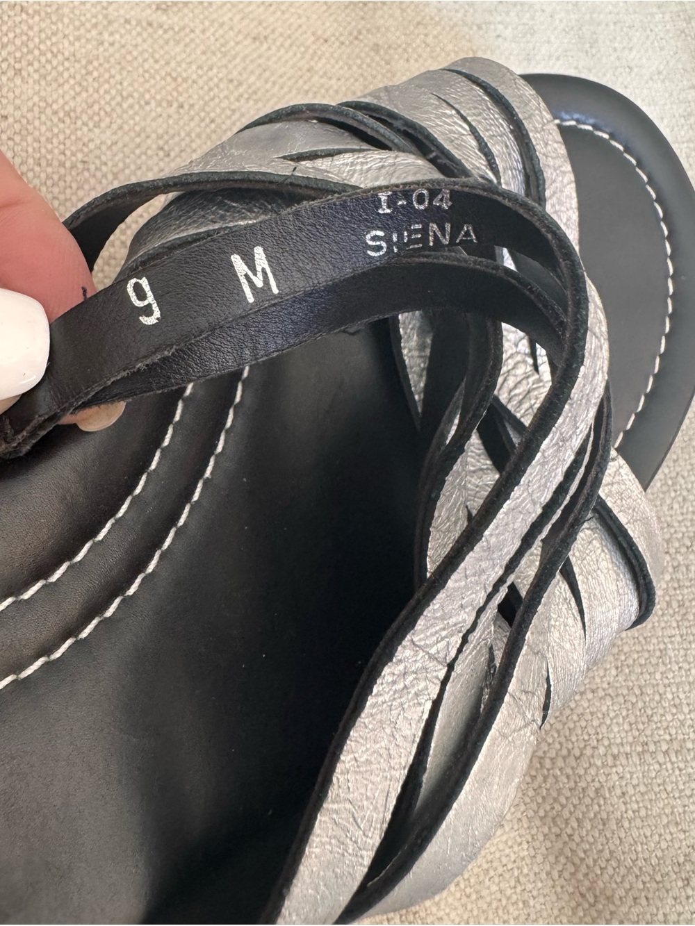 Donald J Pliner Siena Silver/Pewter Metallic Leather Platform Slide Sandals 9 - Picture 6 of 11